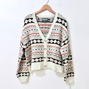 American Eagle Outfitters Boyfriend Oversized Fair Isle Sweater Cardigan Medium